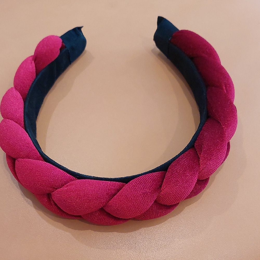 Anthropologie Puffy Braides Headband Burgundy